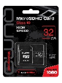 Карта памяти  32GB QUMO MicroSDHC Сlass 10 с адаптером SD 