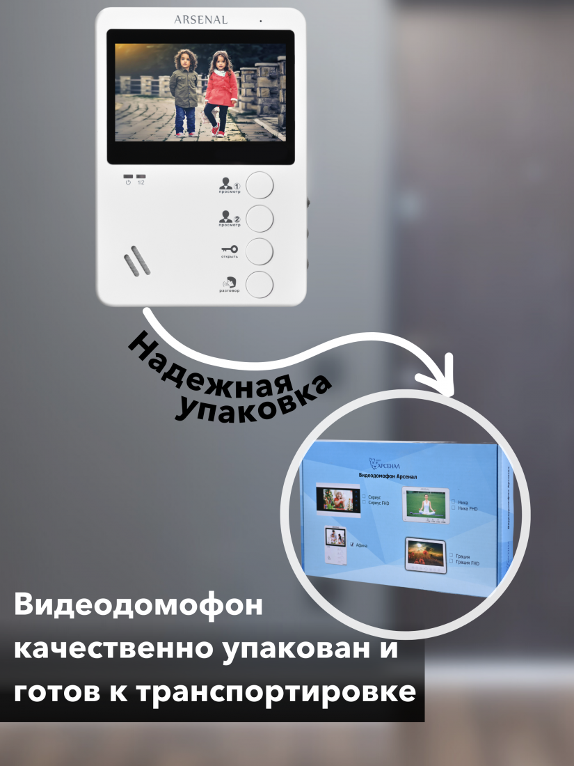 Видеодомофон Arsenal Афина (белый) купить в Москве с доставкой.